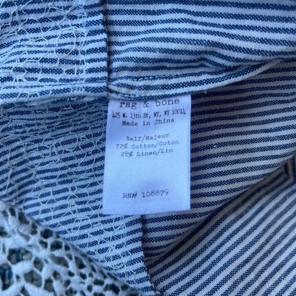 Rag & Bone Striped Cotton Linen Tank Top with Crochet Hem – Large - Picture 10 of 12